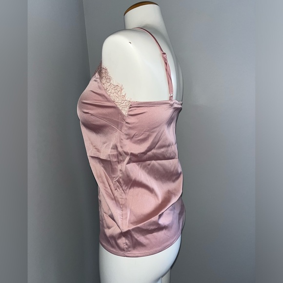 NA-KD Dusty Pink Plain Lace Singlet Spaghetti Strap Top - Picture 4 of 6
